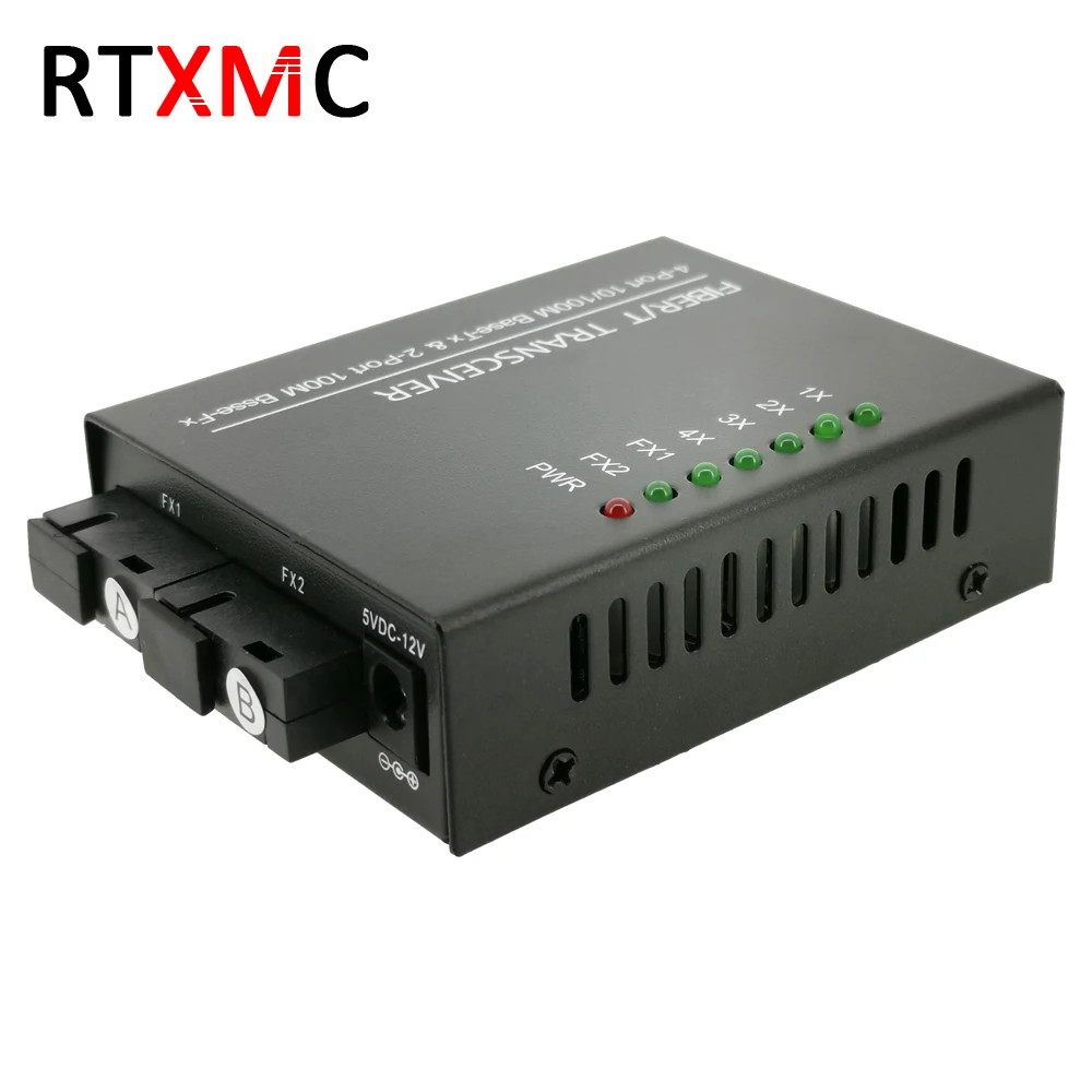 RTXMC 10/100m 2f4e Fast Fiber Switch 2 Optical Port 4 Rj45 Port Reverse POE Network Switch fiber optical media converter