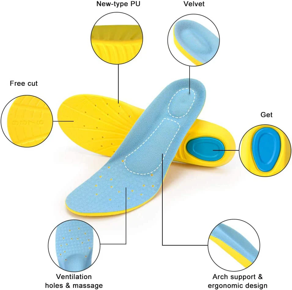 Custom Logo Breathable Memory Foam Orthotics Insoles Arch Supports Insoles For Shoes Sports
