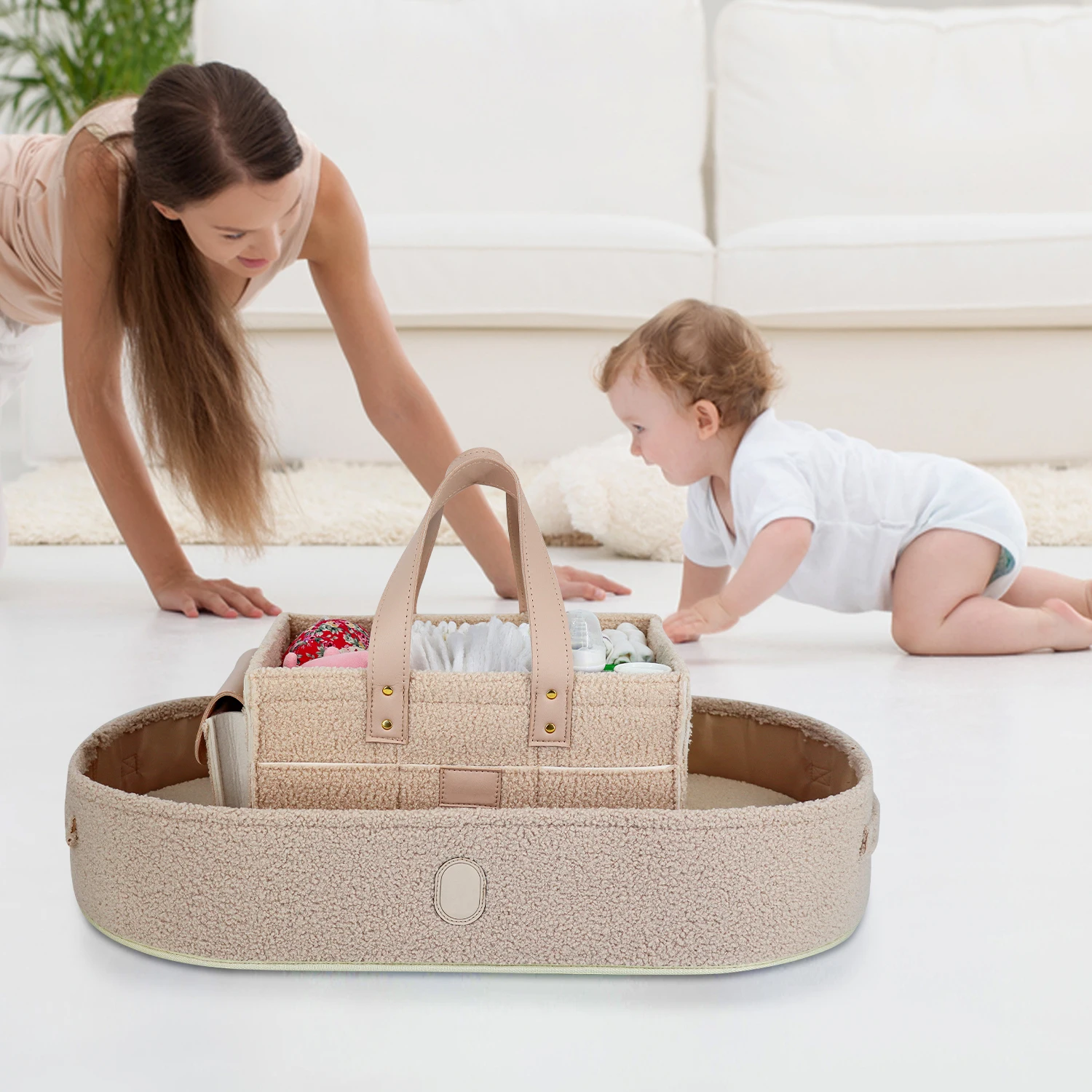 Teddy baby changing basket set portable tote bag newborn essential items