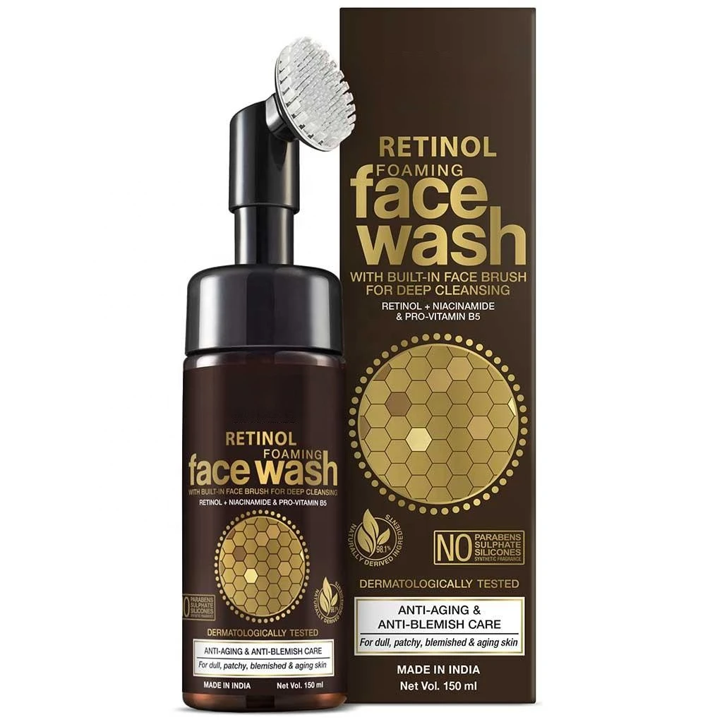 Private Label Vitamin C Foam Face Wash Retinol Coffee Green Tea Coconut Bubble Facial Cleanser for Skin Brightening