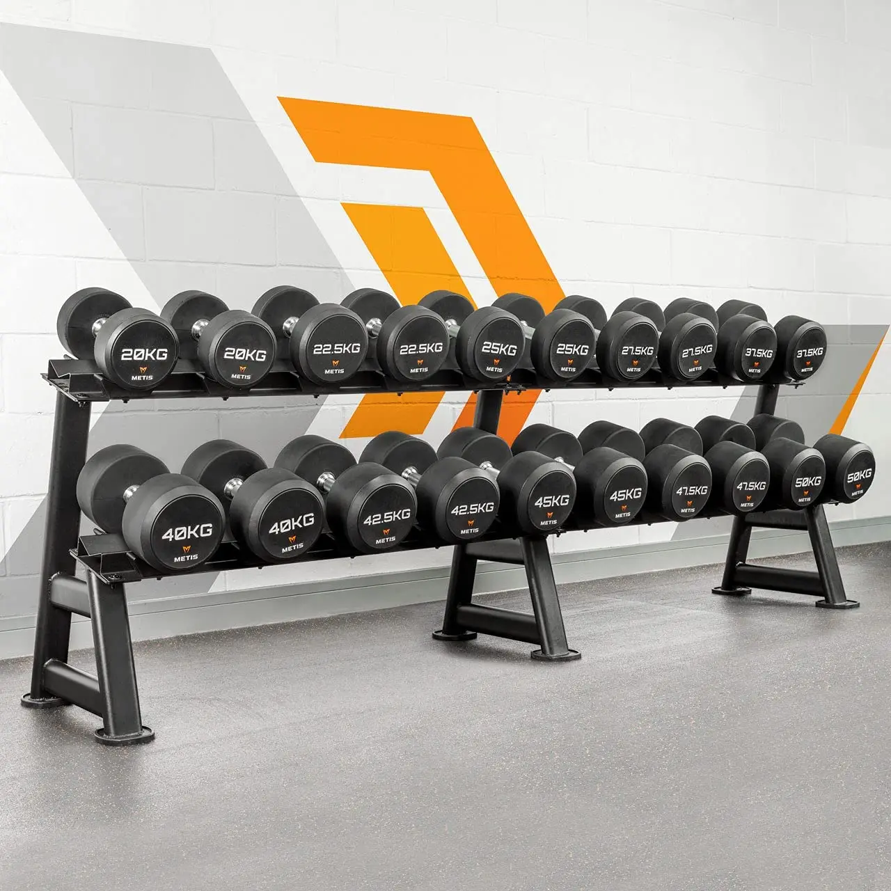 hot selling 2 tier hex dumbbell rack with saddles for wholesales