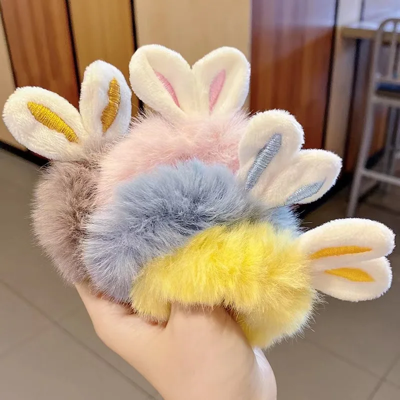 Супер Милая 3D плюшевая повязка на голову с кроличьими ушками для милых девушек сердечками знаменитый резиновый аксессуар волос