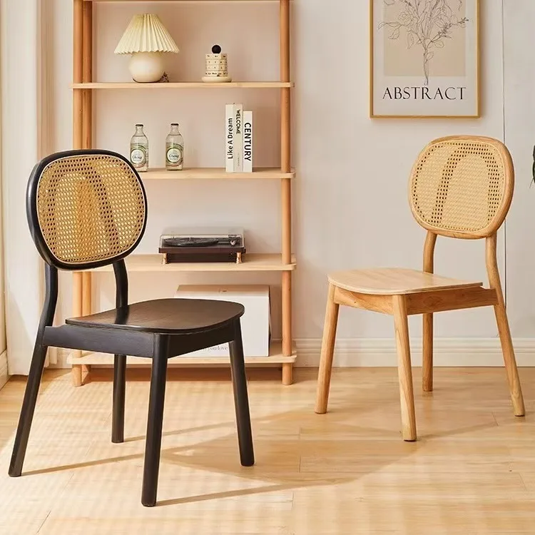 Wholesale nordic handmade wooden dining room wicker chair rattan chair without cushion garden livingroom chair