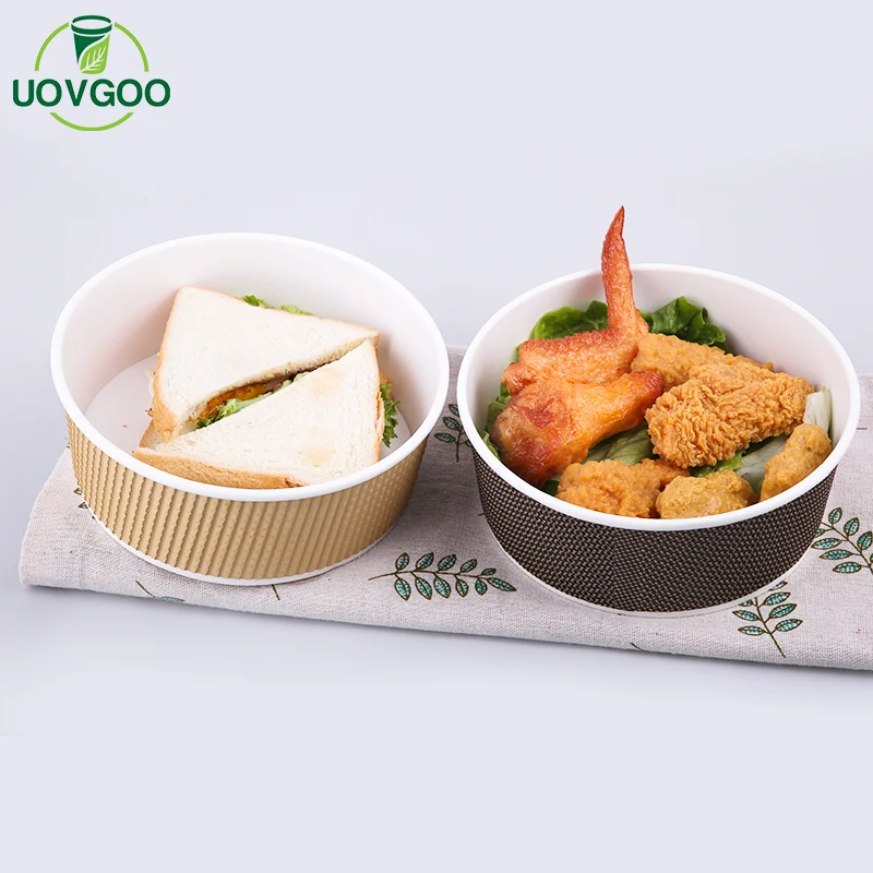 Good Hot Insulation Korean And Japanese Food Take Away Ripple Paper Bowl