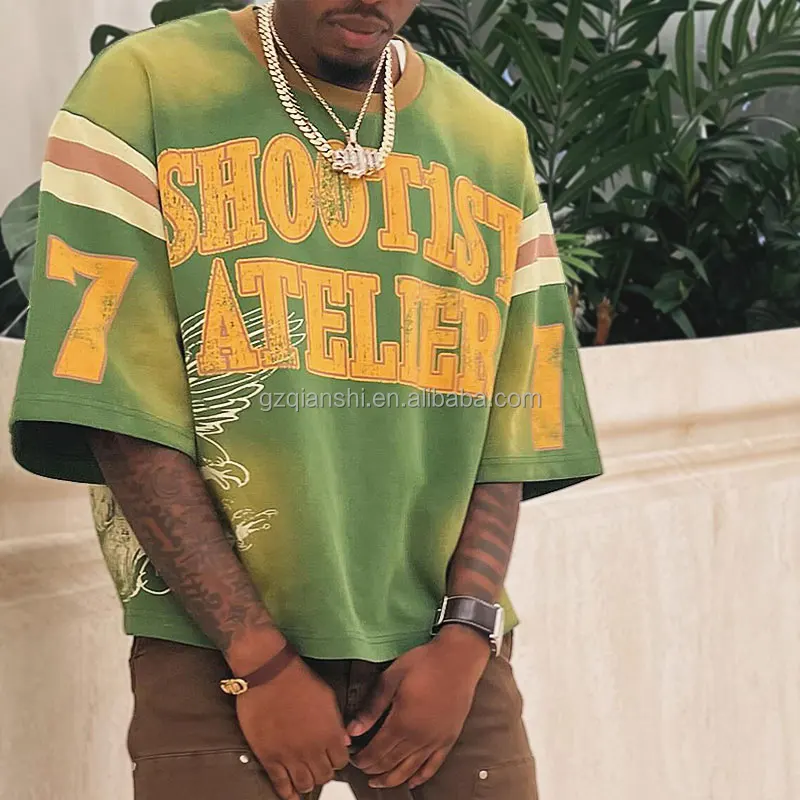 drop shoulder vintage oversized heavyweight t-shirt manufacturer custom cotton acid wash graphic boxy cropped t shirt for men