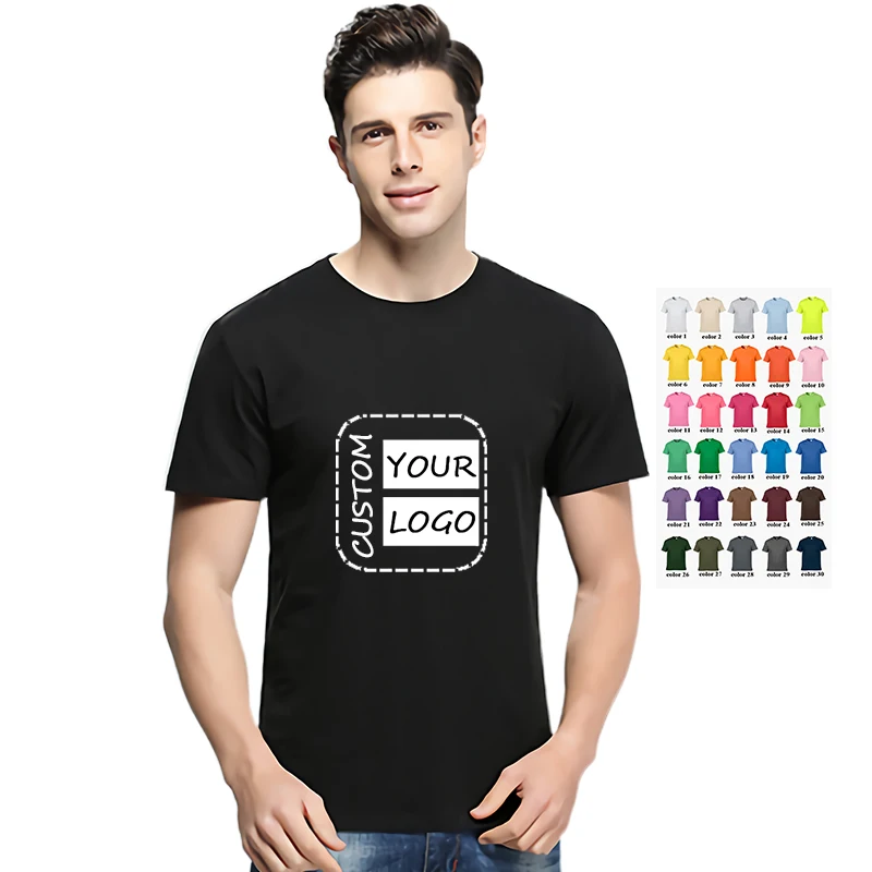 
Oem customized 180g thick cotton Casual Tshirts round neck T-shirt customized high-quality printed and embroidered T-shirt 