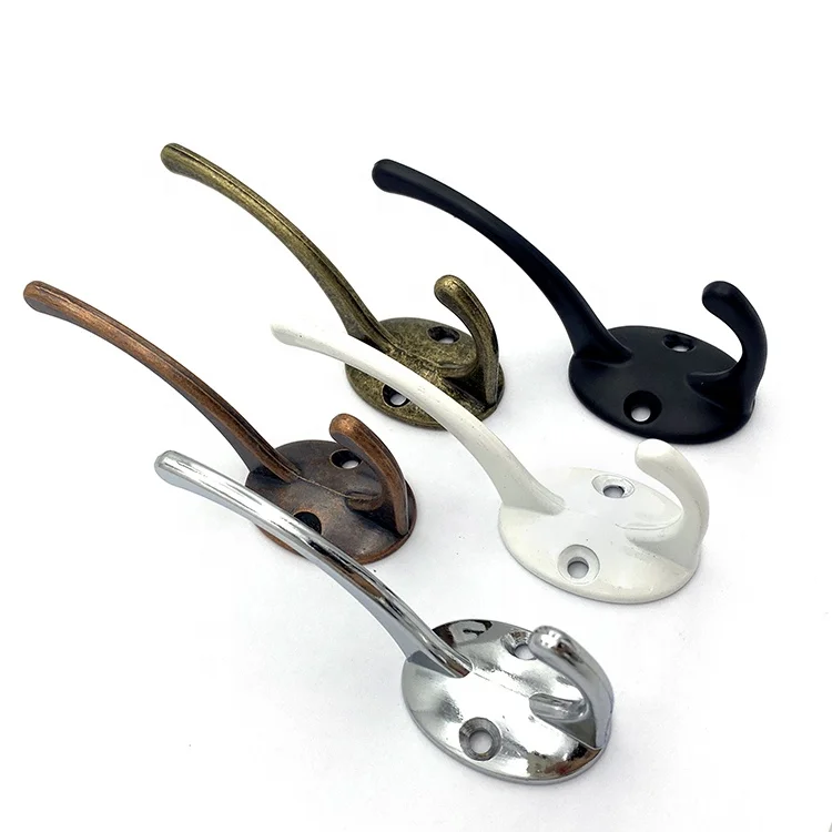 hot sale Metal vintage double towel coat hook wall mount black rustic coat hook