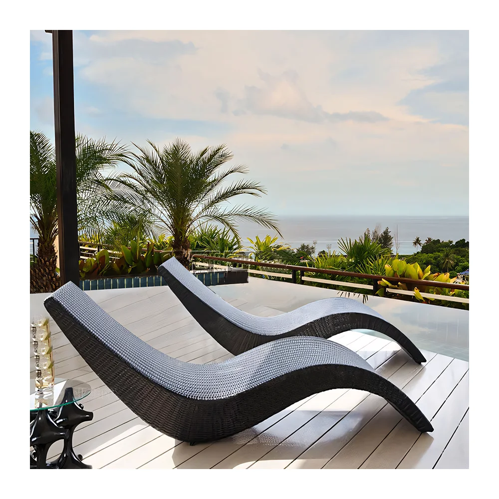 PE Rattan Garden Bench Sunbed for Pool Lounge Chair Furniture for Hotel for Living Room Park Bedroom Villa