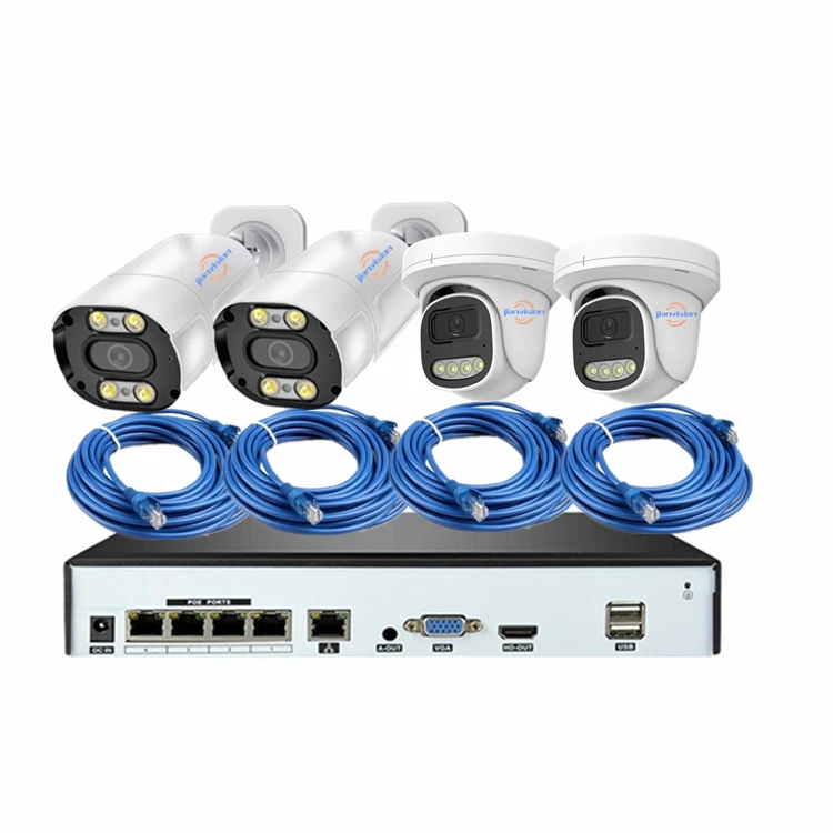 Jianvision 4K 8MP HD Waterproof Bullet Dome POE CCTV System 4ch Network IP Camera