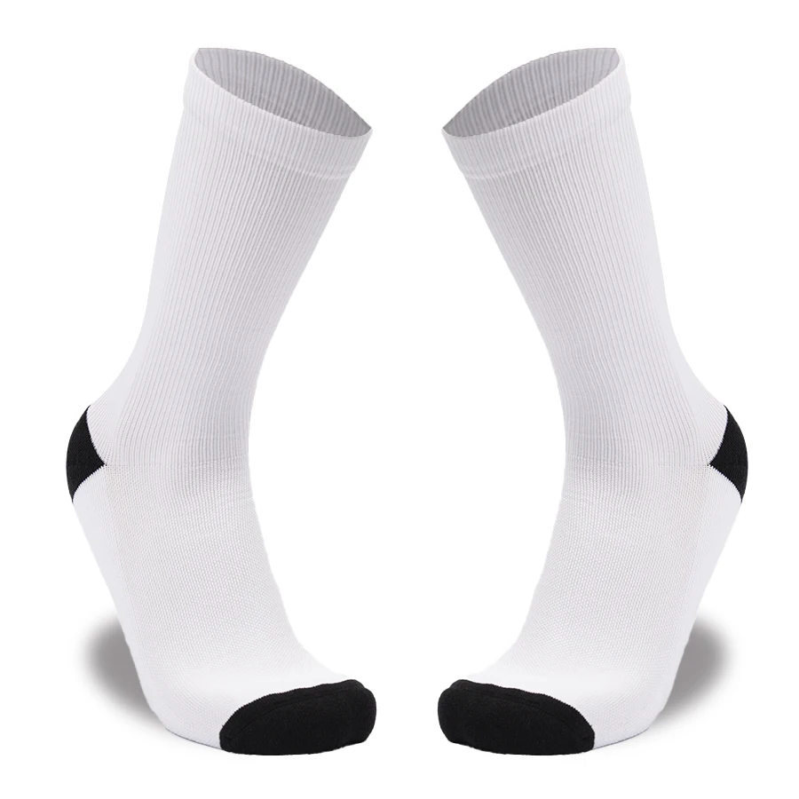 Оригинальный дизайн, уникальные пустые сублимационные полиэфирные персонализированные белые черные спортивные носки