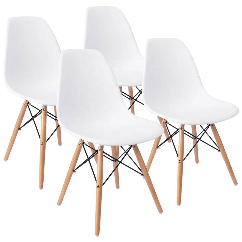
Dining Chair Mid Century White Modern air-dried Plastic Chair 