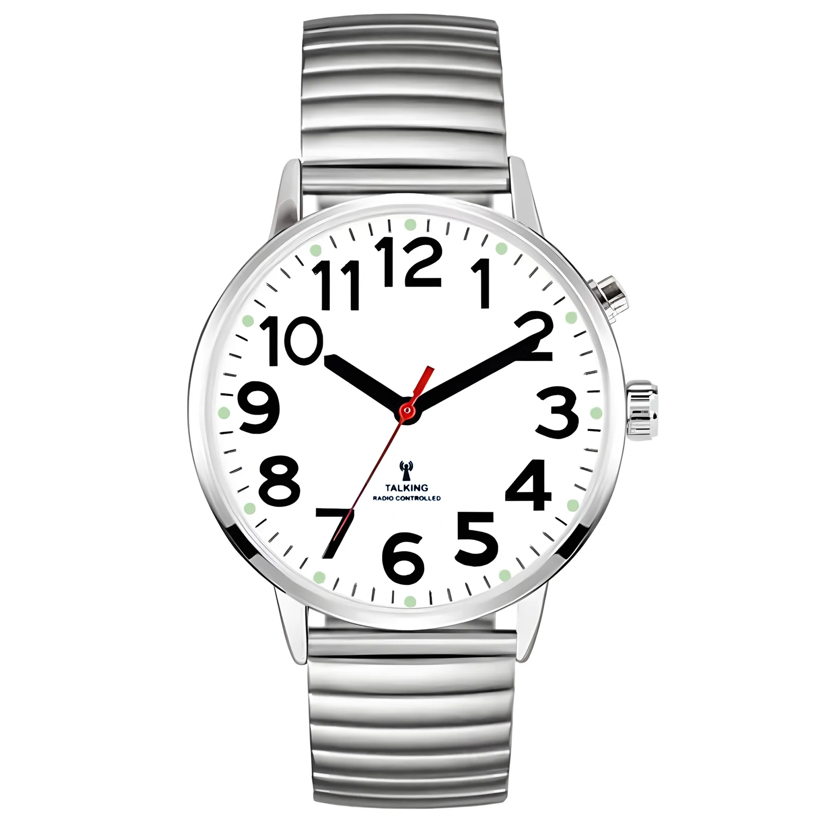 English Atomic Jumbo Size (43mm /1.75in) Metal Talking Watch with Loud Alarm Clock for Visually impaired, Elderly Person