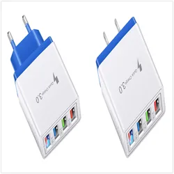Factory wholesale QC3.0 Fast Charging USB travelling Charger 4 Ports EU UK US Plug wall USB Charger