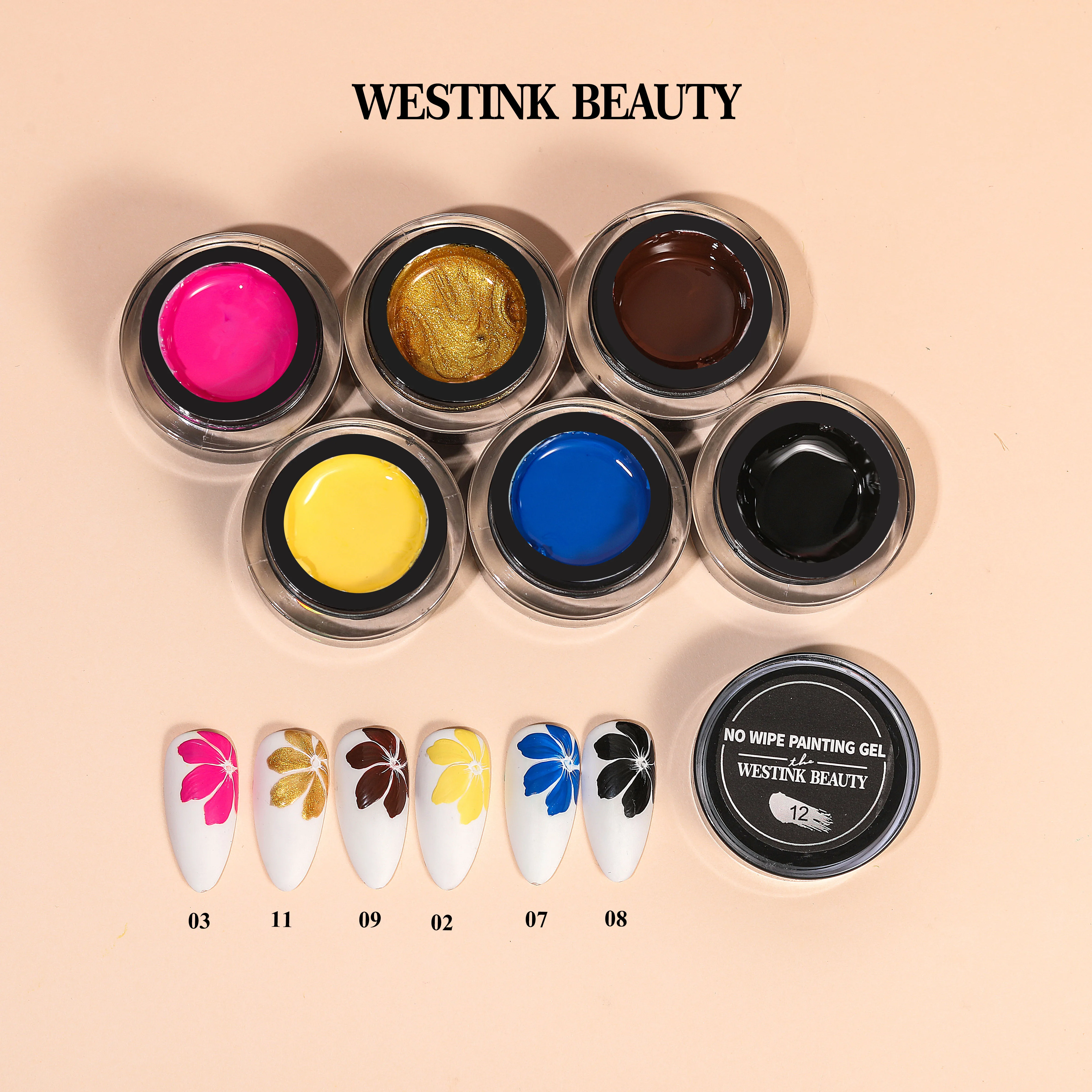 High Pigment Solid Nail Accessories Art Painting UV Gel Polish 12 Paint Colors Set Private Label Wholesale