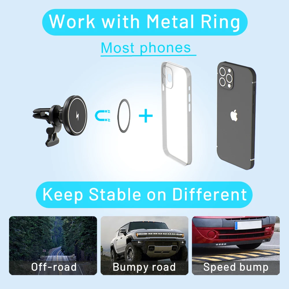 Portable Fast Charging Adapters Magnetic Force Car Wireless Charger 360 Degree Rotation Induction Wireless Charger Wholesale