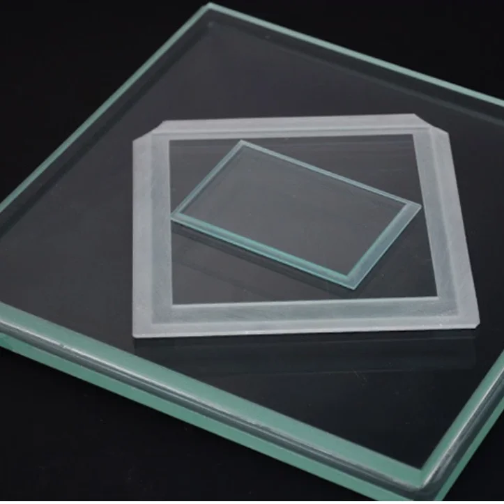 Custom shapes and sizes toughened tempered glass with step and polished edges for LED Light glass cover