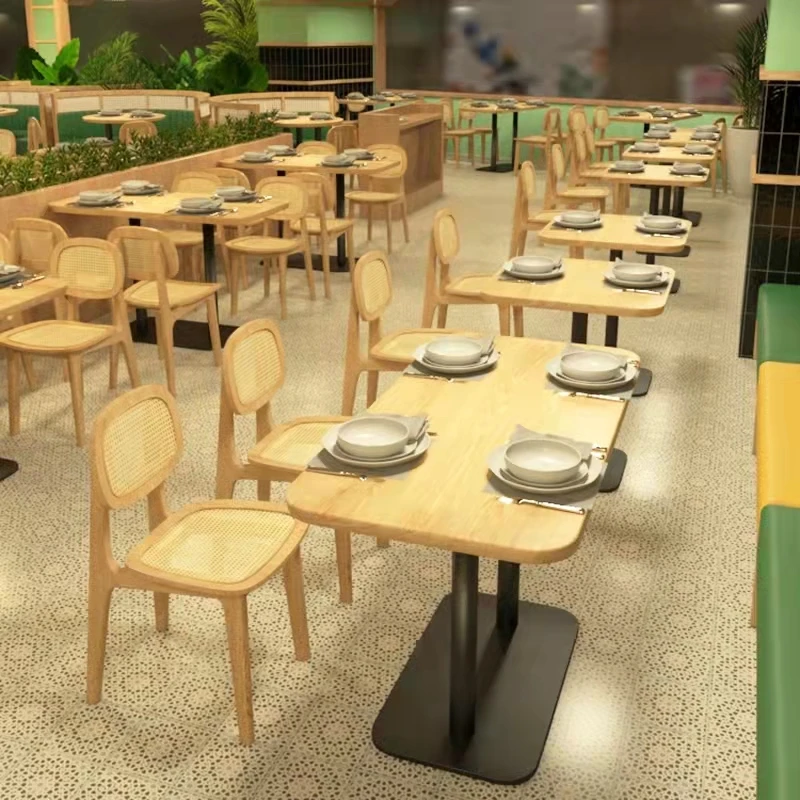 Modern Cafe Shop Dining Chairs And Table Set Sofa Booth Seating Restaurant Furniture Wooden Dining Chair Multi-seater