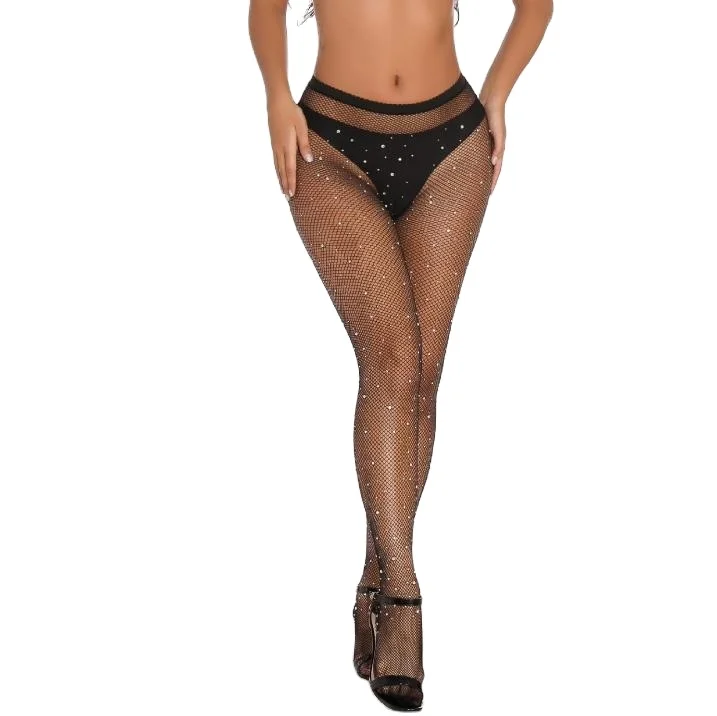 Fishnet Tight Women Stockings Mesh Pantyhose Fishnet With Rhinestone seamless pantyhose