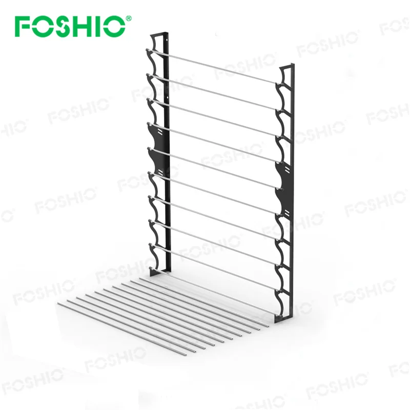 Foshio Custom Logo 10 Holds Metal Vinyl Wrap Wall Mount Storage Rack