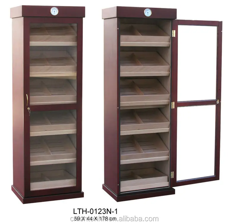 Lonten Wholesale Custom one door Spanish Cedar Cigars cabinet  display Box Storage Humidors humidor cigar cabinet raching