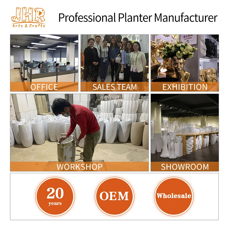 Factory Custom Flower Pots Planters Tall White Clay Fiberglass Floor Modern Vases Decor