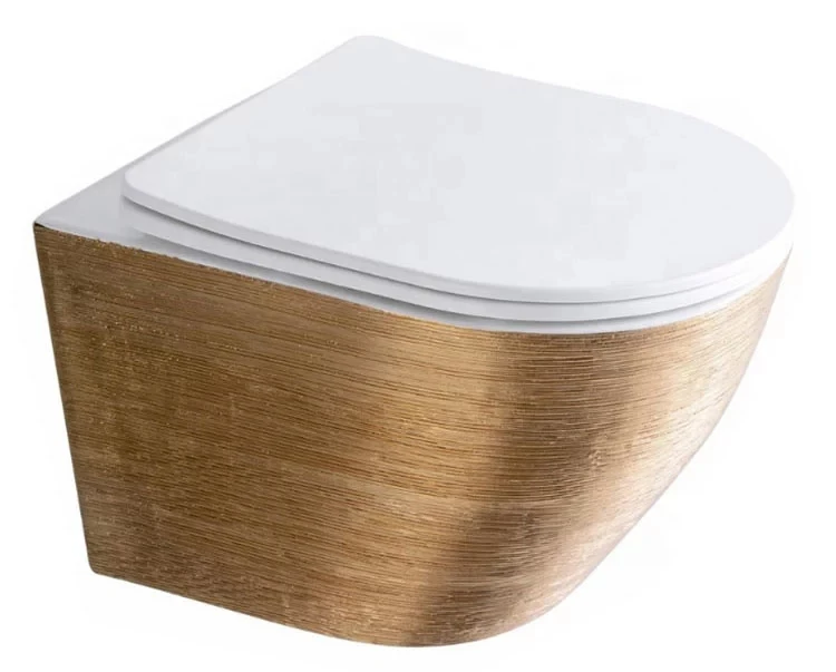 PATE sanitary ware brushed gold wall mounted wc toilet CE draw bench rimless wall hung toilet