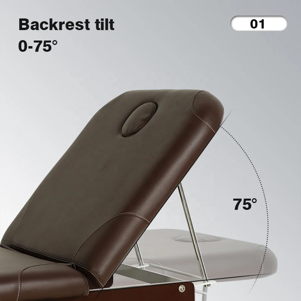 Luxury Modern Beauty Spa Salon Furniture Personal Care Adjustable Solid Wooden Thai Facial Bed Massage Table