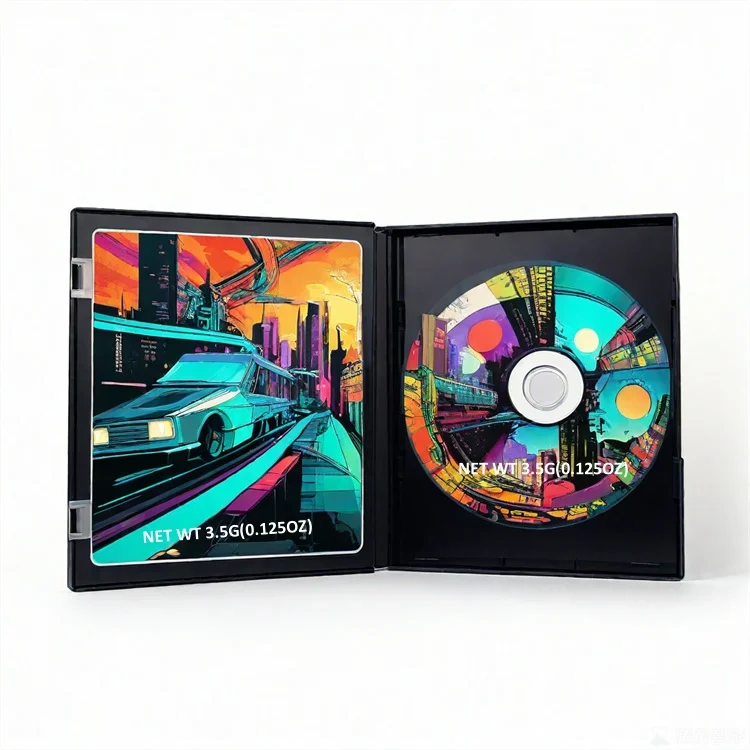 Die Cut Irregular Special Shape Holographic Child Resistant Smell Proof 3.5g 8th Cali Pouches Empty DVD Case Disc CD Mylar Bags
