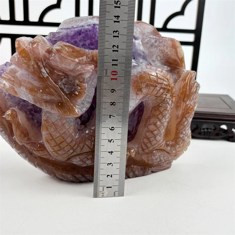 High Quality Crystal Polished Carvings Indian Druzy Agate Flying Dragon For Home Decoration