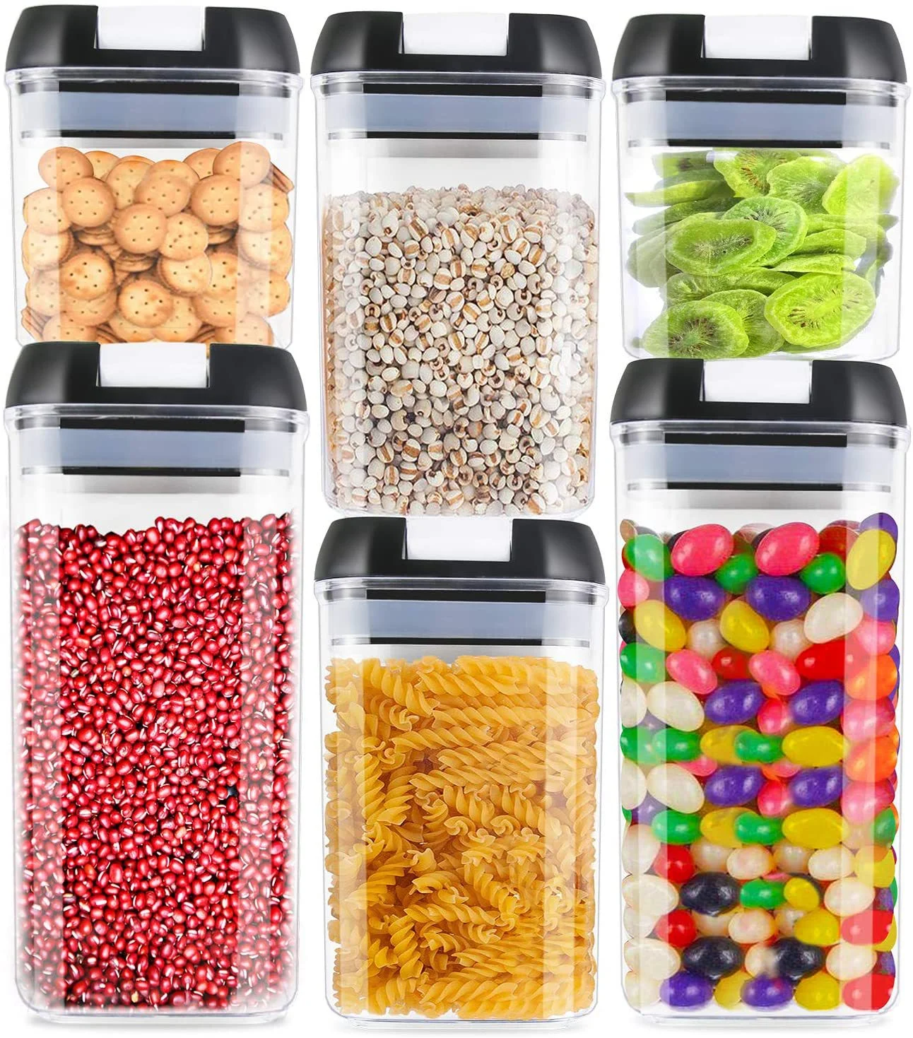 OWNSEING Food Storage Container 6PCS Kitchen Plastic Canister For Flour BPA Free Plastic Cereal Containers With Easy Open Lids