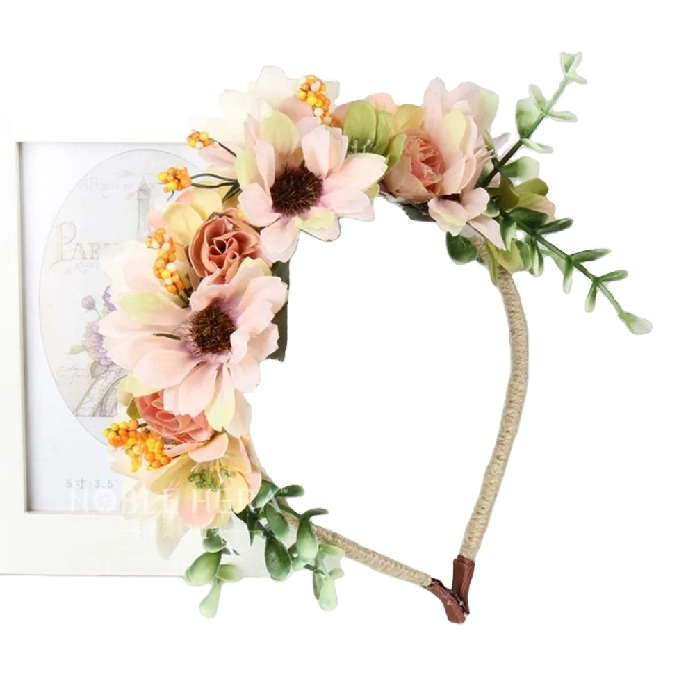299G Flower girl wedding headband photo prop floral boho sunflower artificial flower headband