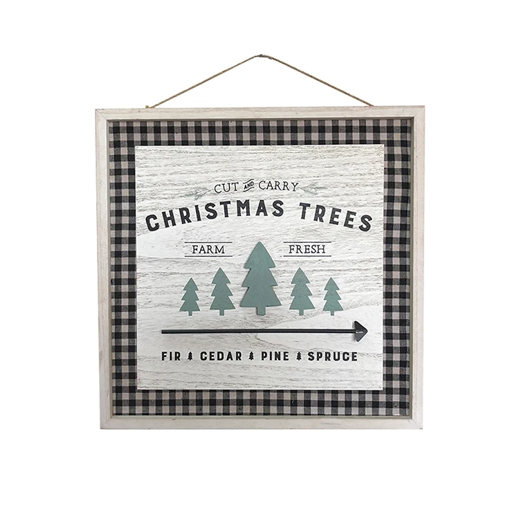 
Wholesale china supplier indoor christmas wooden decorations plaque sign 