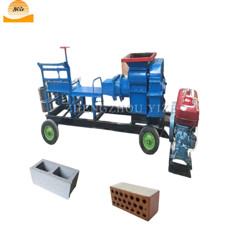 Old Red Hollow Clay Brick Block Moulding Machine Hydraulic Press Burnt Soil and Bricks Making Firing Machinery
