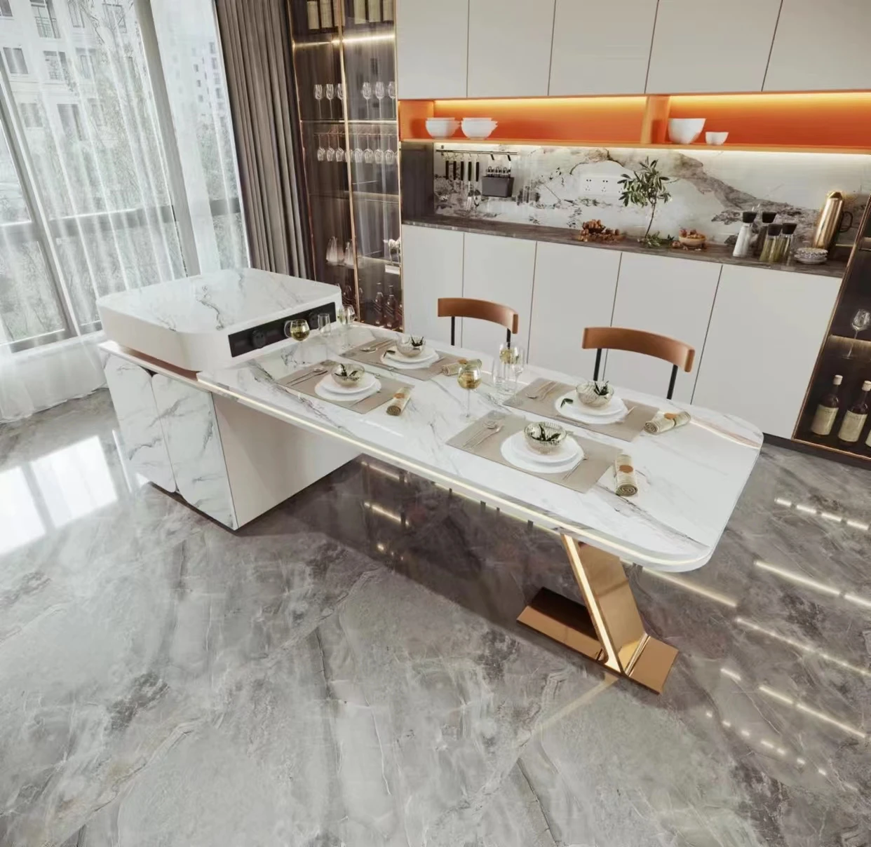 Modern Small Organizer Smart Laminate Base Kitchen Island Cupboard White Kitchen Cabinet With Counter top