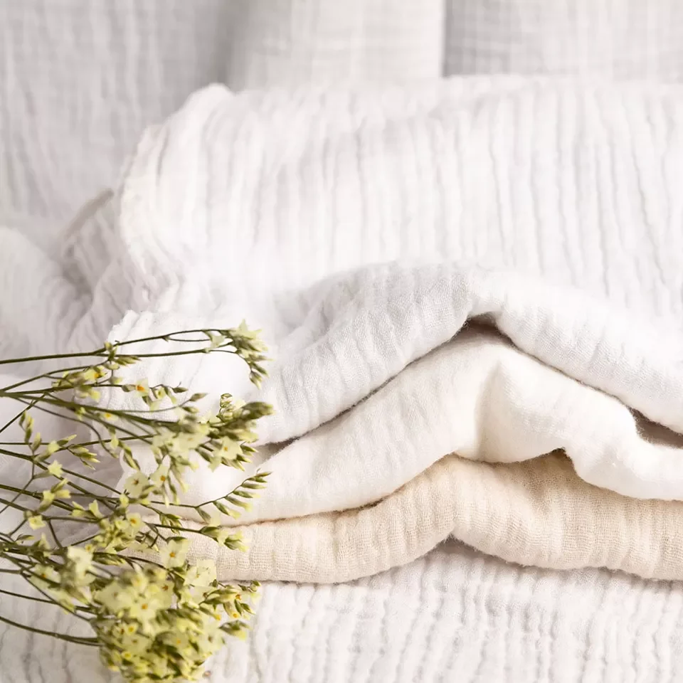 White Series 100% cotton double gauze muslin fabric for baby blankets  120*120cm