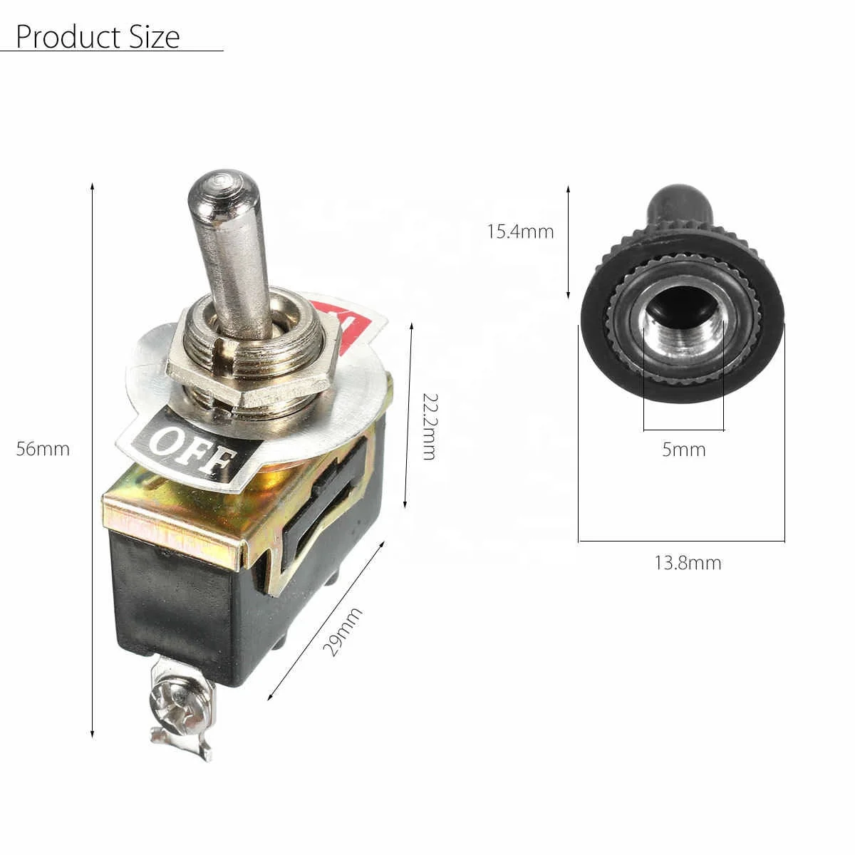 5 шт. x SPST 2Pin тяжелый 15A 250 в ВКЛ/ВЫКЛ Кулисный тумблер водонепроницаемый ботинок кулисный переключатель