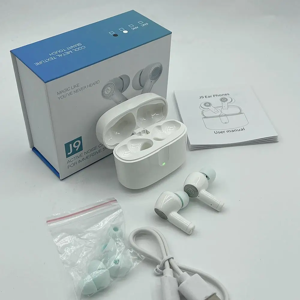 New High Quality J 9 Earphones ANC ENC Double Noise Reduction Endurance Headset TWS J9 Wireless Earbuds