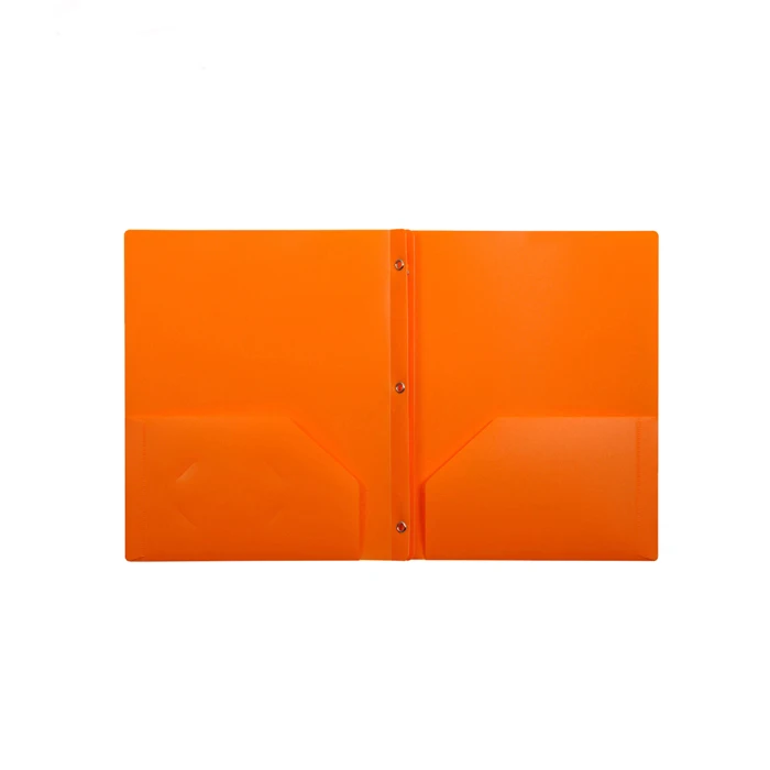 Dongguan factory wholesale A4 PP plastic 2 pocket 3 prongs file folder