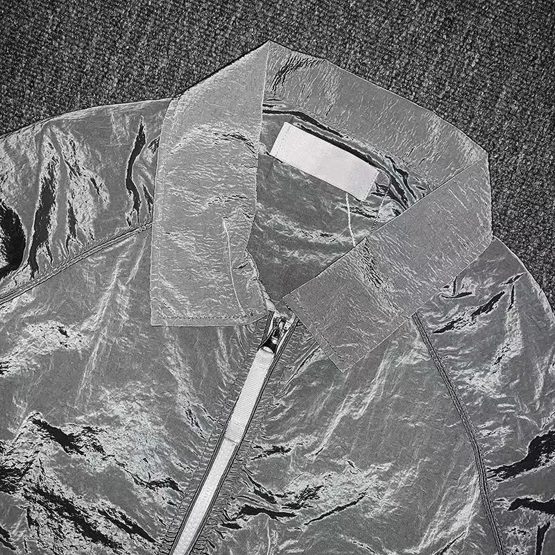 Embroider logo Stone loose casual shirt Island men women metal nylon reflective waterproof reversible shirt jacket