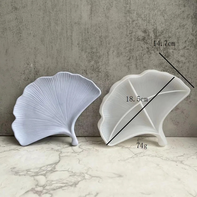 Custom Ginkgo Leaf Plate Silicone Mold Plaster Soap Dish Fruit Tray Resin Mould For Jewelry Storage