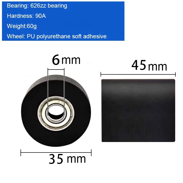 factory supply custom 8*40*20mm flat guide PU roller wheel sliding pressing pulley wheels with double bearing