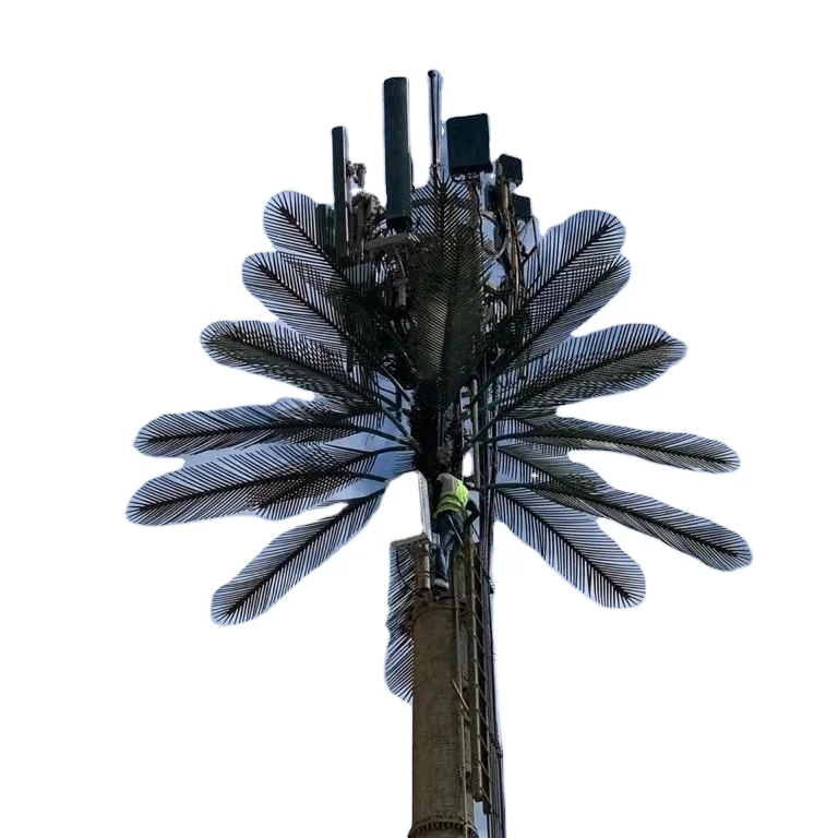 30 м, телекоммуникационная стальная монополь на Пальму, монополь с бионической пальмой, монополь с маскированной ладонью