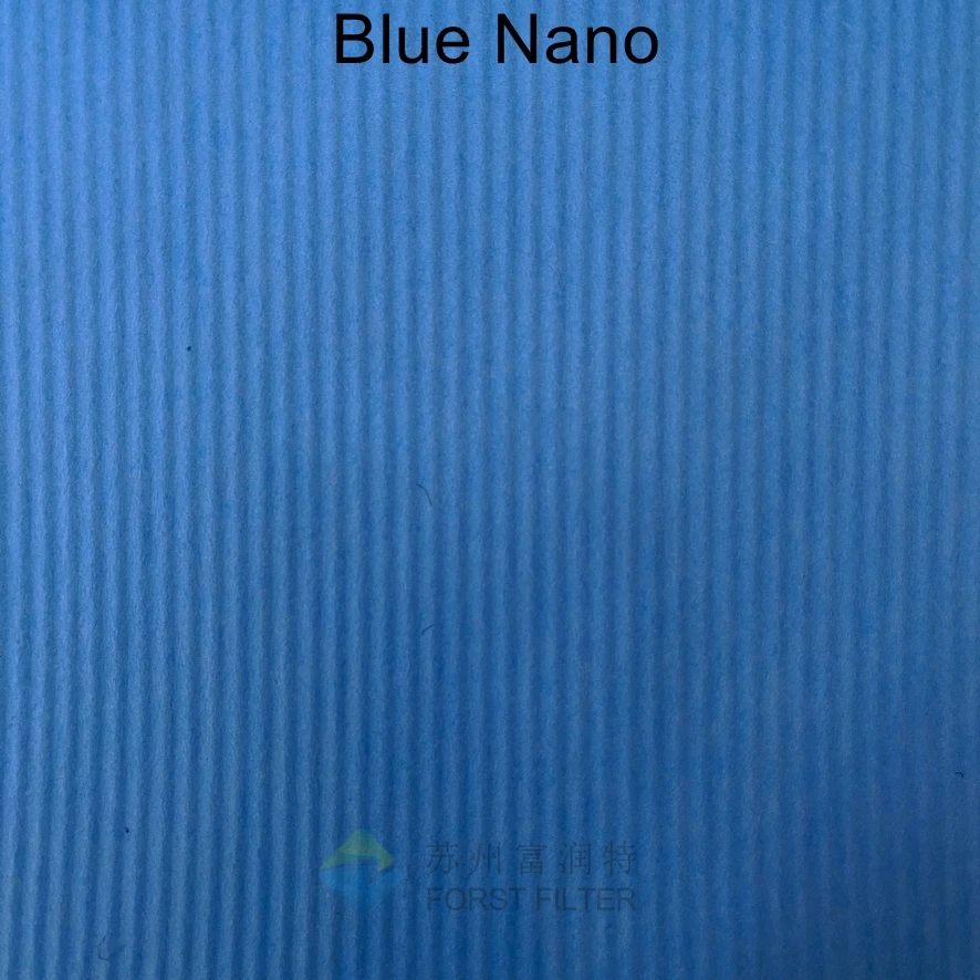 Blue NANO FR F6-F9 Membrane Synthetic Air Filter Paper Roll Customized Supplier Industrial Qualitative Filter Paper Media