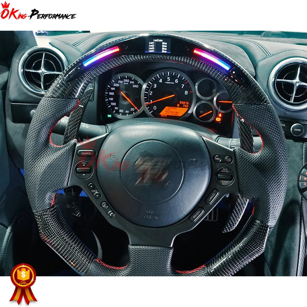 RPM светодиодный дисплей Alcantara карбоновое рулевое колесо (с центральной отделкой) для Nissan R35 GTR 2008-2016