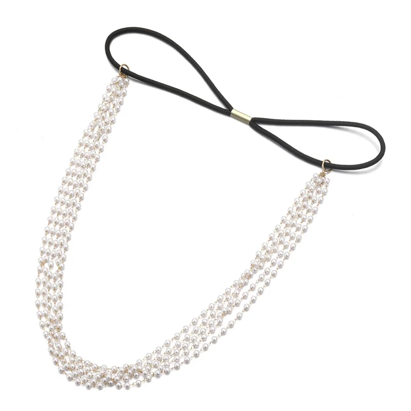 Bohemian Stainless Steel Bridal Headpieces Jewelry Multilayer Pearl Headpieces Hair Accessories For Wedding Women