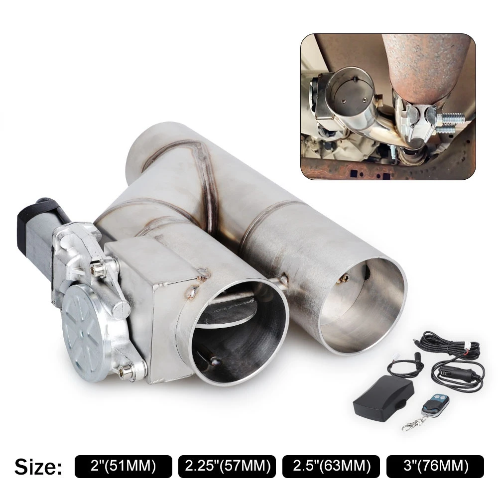 Universal Car Autos Exhaust Dual Valve Switch Electric Y Pipe E-Cut Out Bypass Catback Remote Control 304 stainless steel