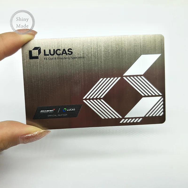 High Quality Customized Printed  Brand Name Logo Laser Cut Metal Business Card Laser Engraved Metal Card Business