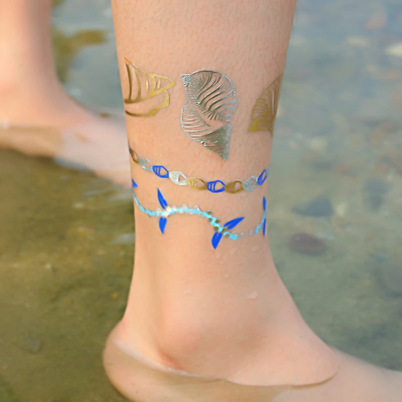 Оптовая продажа, временные металлические татуировки для тела на заказ, влагалище для имитации татуировок