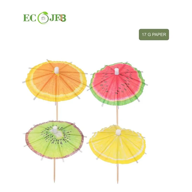 Disposable Wooden Party Picks Assorted Parasol Cocktail Picks Umbrella Cocktail Umbrella Toothpicks