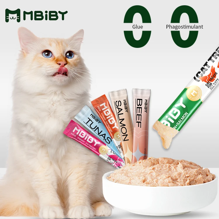 Cat Wet Food Factory Supplier 15g OEM ODM Natural Tuna Wholesale Pet Food OEM Cat Strips Snacks Treats Pet Wet Food